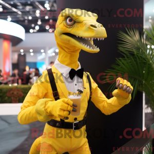 Yellow Velociraptor mascot...