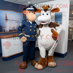Navy Guernsey Cow maskot...