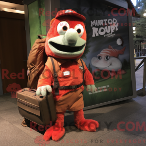 Red Salmon mascot costume...