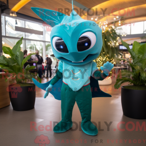 Teal Manta Ray Maskottchen...