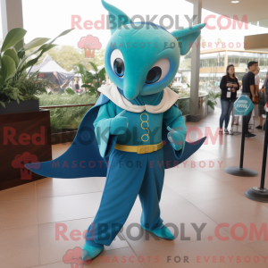 Teal Manta Ray mascot...