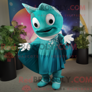 Teal Manta Ray mascot...