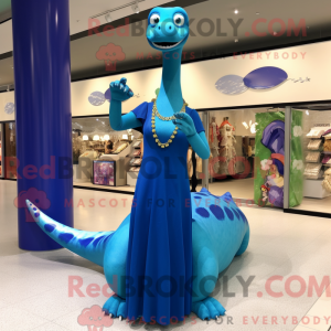 Blå Brachiosaurus maskot...