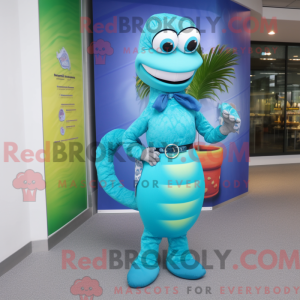 Cyaan Snake mascottekostuum...