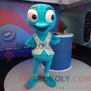 Cyan Snake maskot kostume...