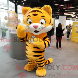 Gul Tiger maskot drakt...
