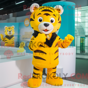 Gul Tiger maskot kostume...