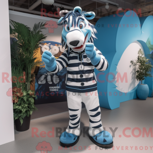 Blå Zebra-maskotdraktfigur...