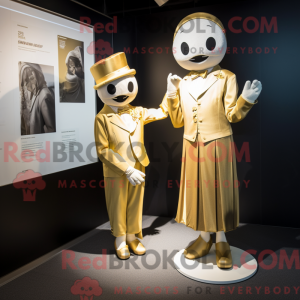 Guld Mime maskot kostume...