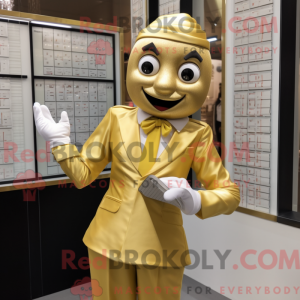 Guld Mime maskot kostume...