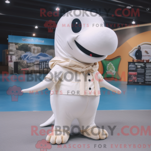 Cream Humpback Whale mascot...