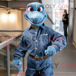 Blå Python maskot kostume...