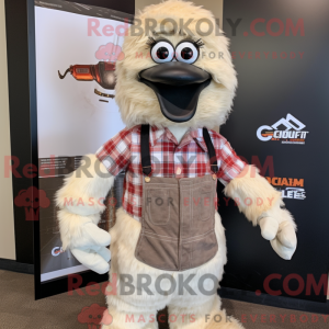 Cream Emu maskot kostume...