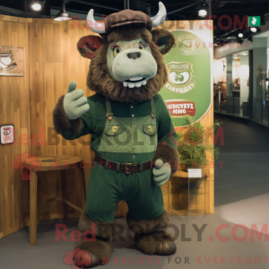 Green Bison mascot costume...