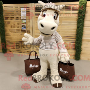 Hvid Quagga maskot kostume...