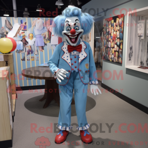 Sky Blue Evil Clown maskot...