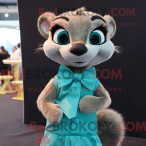 Teal Meerkat mascot costume...