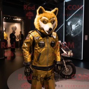 Gold Wolf-maskotdraktfigur...