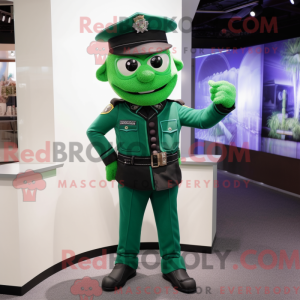 Green Police Officer mascot...