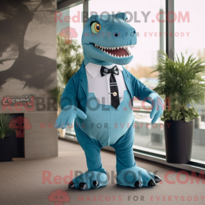 Teal T Rex mascot costume...