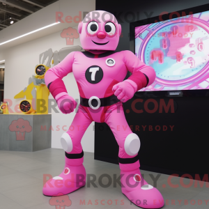 Pink Superhelte maskot...