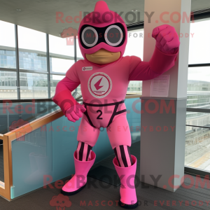 Pink Superhelte maskot...