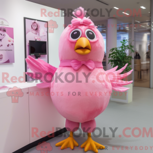Pink Quail mascot costume...