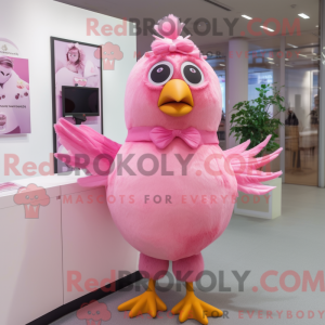 Pink Quail maskot kostume...