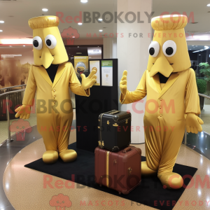 Gold Aglet maskot kostume...