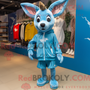 Sky Blue Roe Deer mascot...