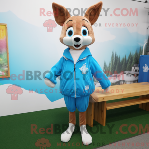 Sky Blue Roe Deer mascot...