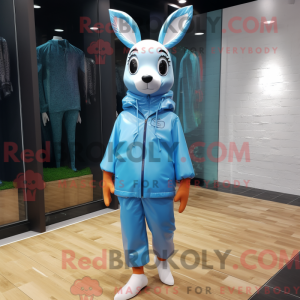 Sky Blue Roe Deer mascot...