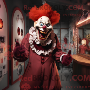 Maroon Evil Clown mascot...