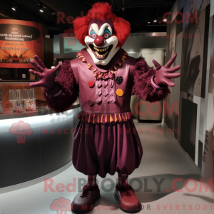Maroon Evil Clown maskot...