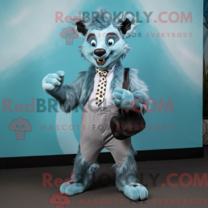 Sky Blue Hyene maskot drakt...