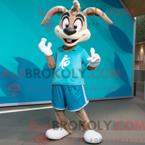 Cyan Gazelle mascot costume...