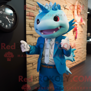 Blå Axolotls maskot kostume...