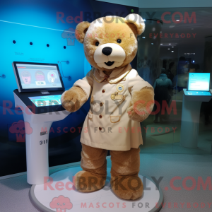 Tan Teddy Bear mascot...