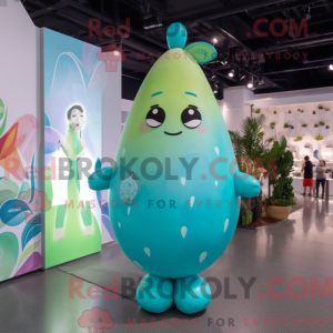 Cyan Pære maskot kostume...