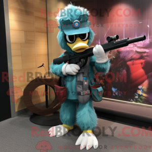 Teal Sniper mascot costume...