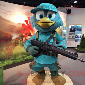 Teal Sniper mascot costume...