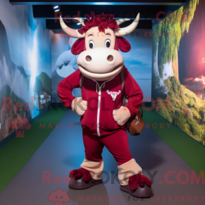 Maroon Zebu-mascottekostuum...