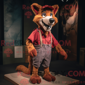 Maroon Dingo mascot costume...