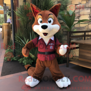 Maroon Dingo maskot kostume...