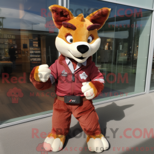 Maroon Dingo mascot costume...