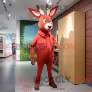 Red Roe Deer maskot kostym...