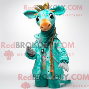 Turquoise Giraffe mascot...