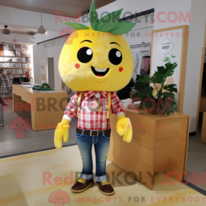 Gul jordbær maskot kostume...