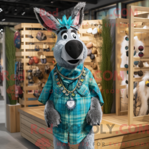 Teal Donkey mascot costume...