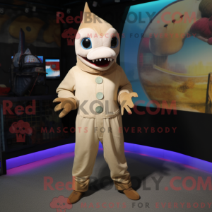 Beige Swordfish mascot...